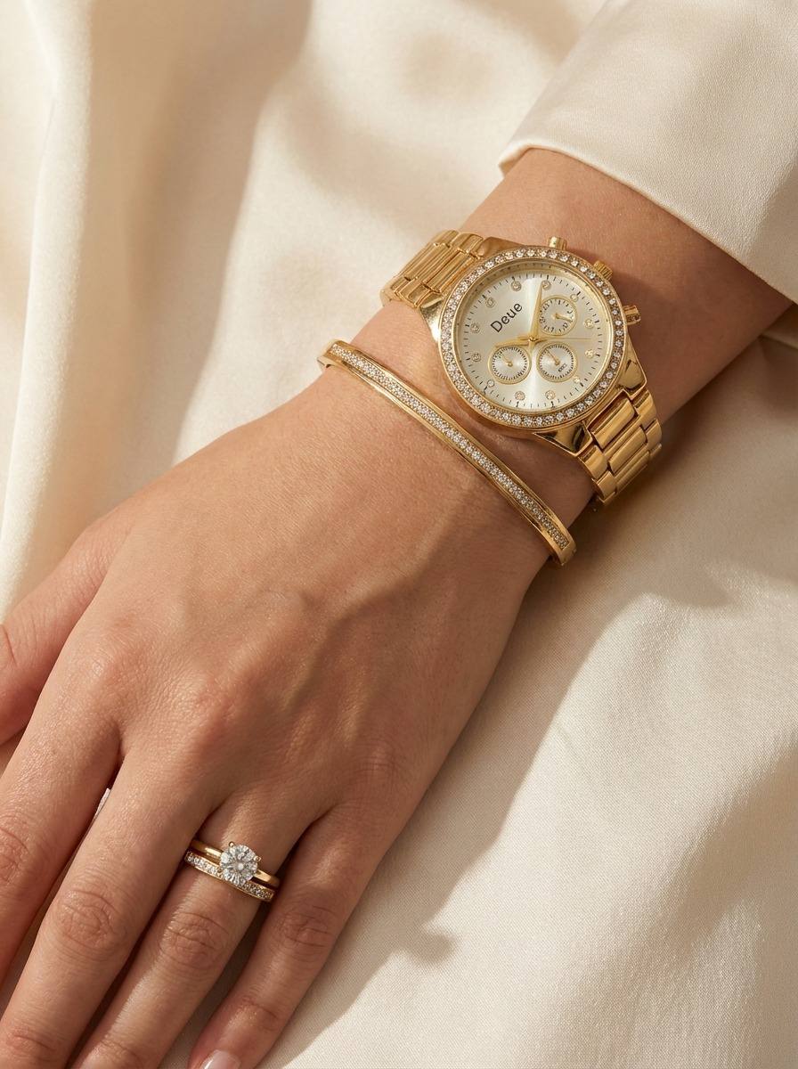 Montre Deue Rond Deux Couleurs 💛🤍