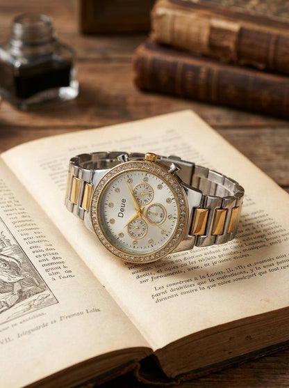 Montre Deue Rond Deux Couleurs 💛🤍