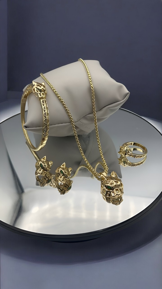 Parure Jaguar 4 Pieces Plaqué DS ( La Haute Qualité Garentie ) ⭐